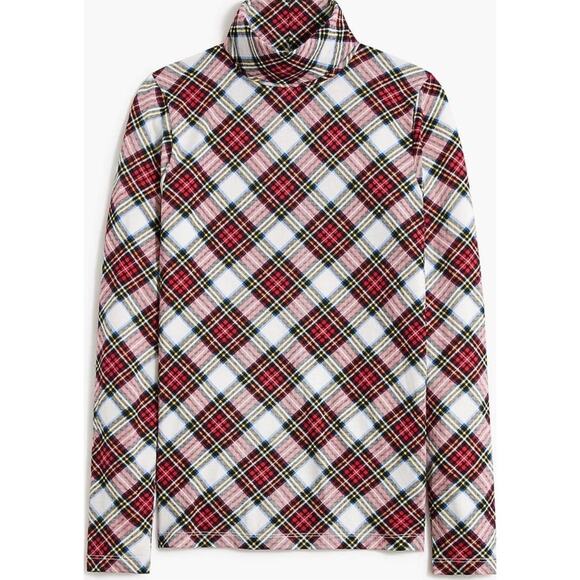 J Crew Striped Tissue Turtleneck Plaid Long Sleeve Cotton Shirt US Women's S - Picture 1 of 5